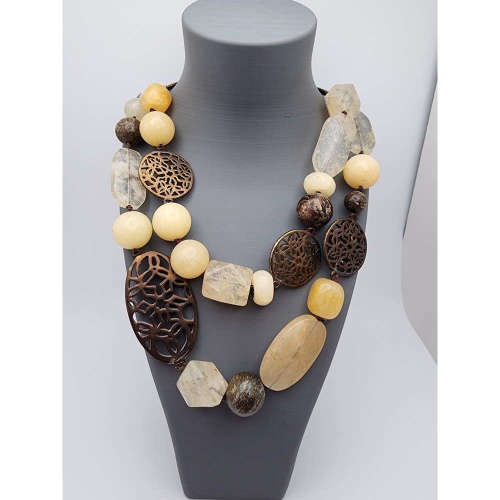 Vintage Sigrid Olsen Necklace Semi-Precious Gemstone Beaded Chunky Quartz